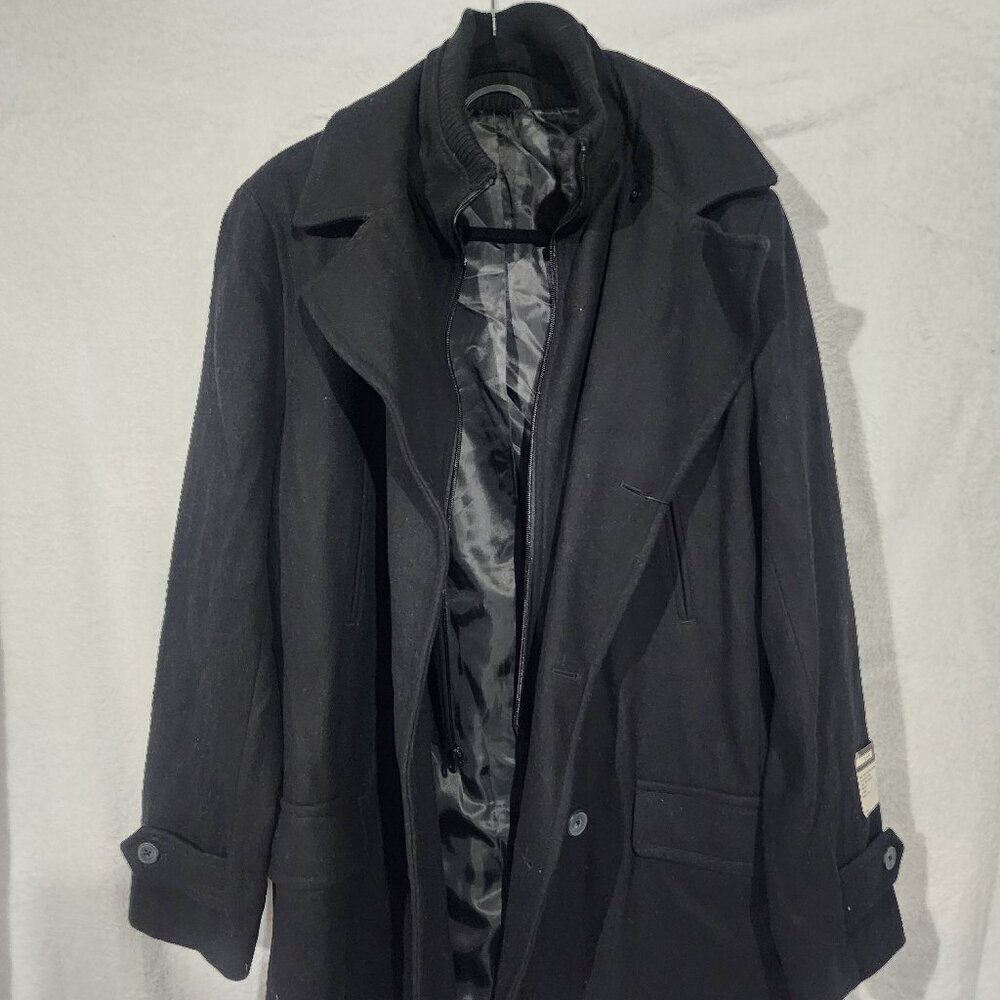 NWT Jf j.ferrar men’s wool bland pea coat black medium - Picture 3 of 9